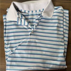 Men's Striped Polo Shirt - Blue and White